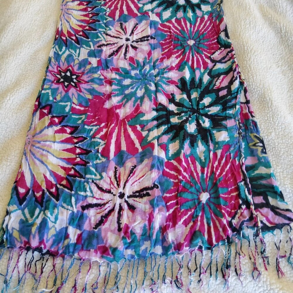 Vibrant Bohemian Floral Fringe Scarf/Sarong Shawl